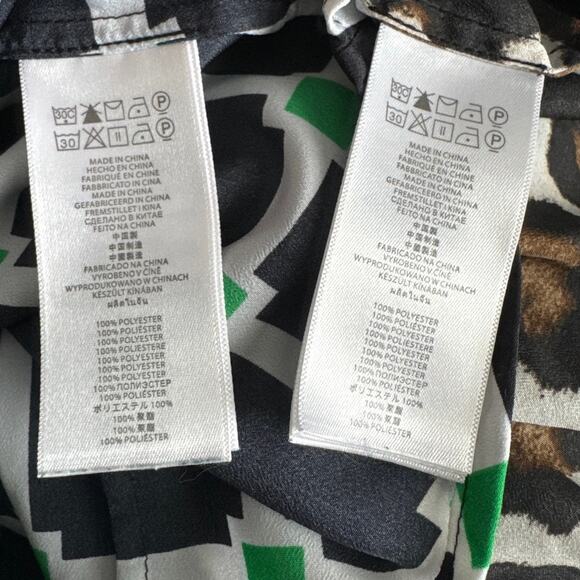 Michael Kors button down blouse navy green animal print bundle of two size small - Picture 12 of 12